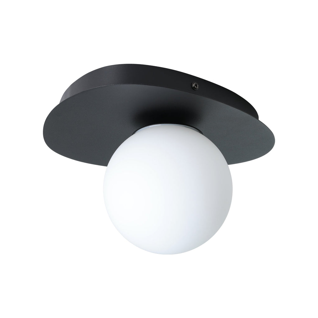 902091 Castrovido Matte Glass & Steel Modern Bathroom Wall Light Black
