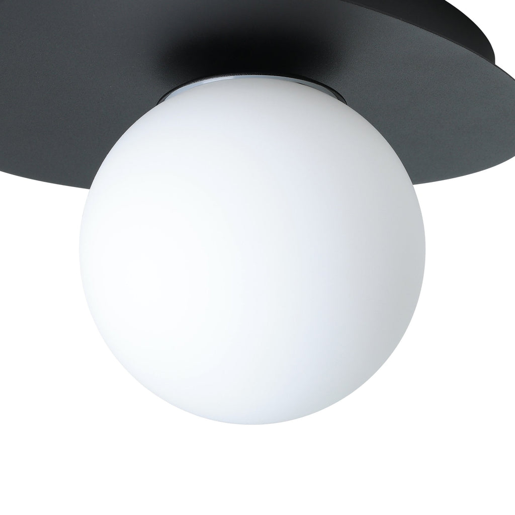 902091 Castrovido Matte Glass & Steel Modern Bathroom Wall Light Black