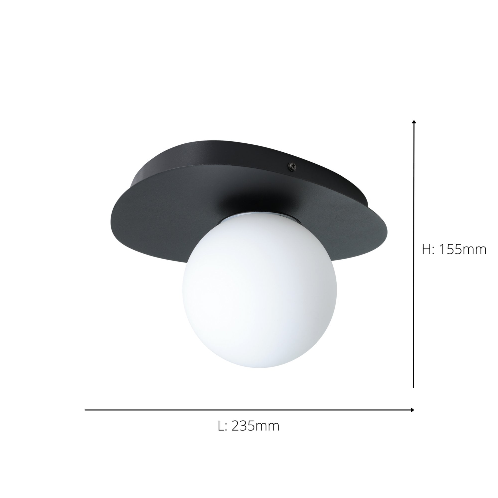 902091 Castrovido Matte Glass & Steel Modern Bathroom Wall Light Black