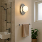 902095 Castrovido Matte Glass & Steel Modern Bathroom Wall Light Chrome