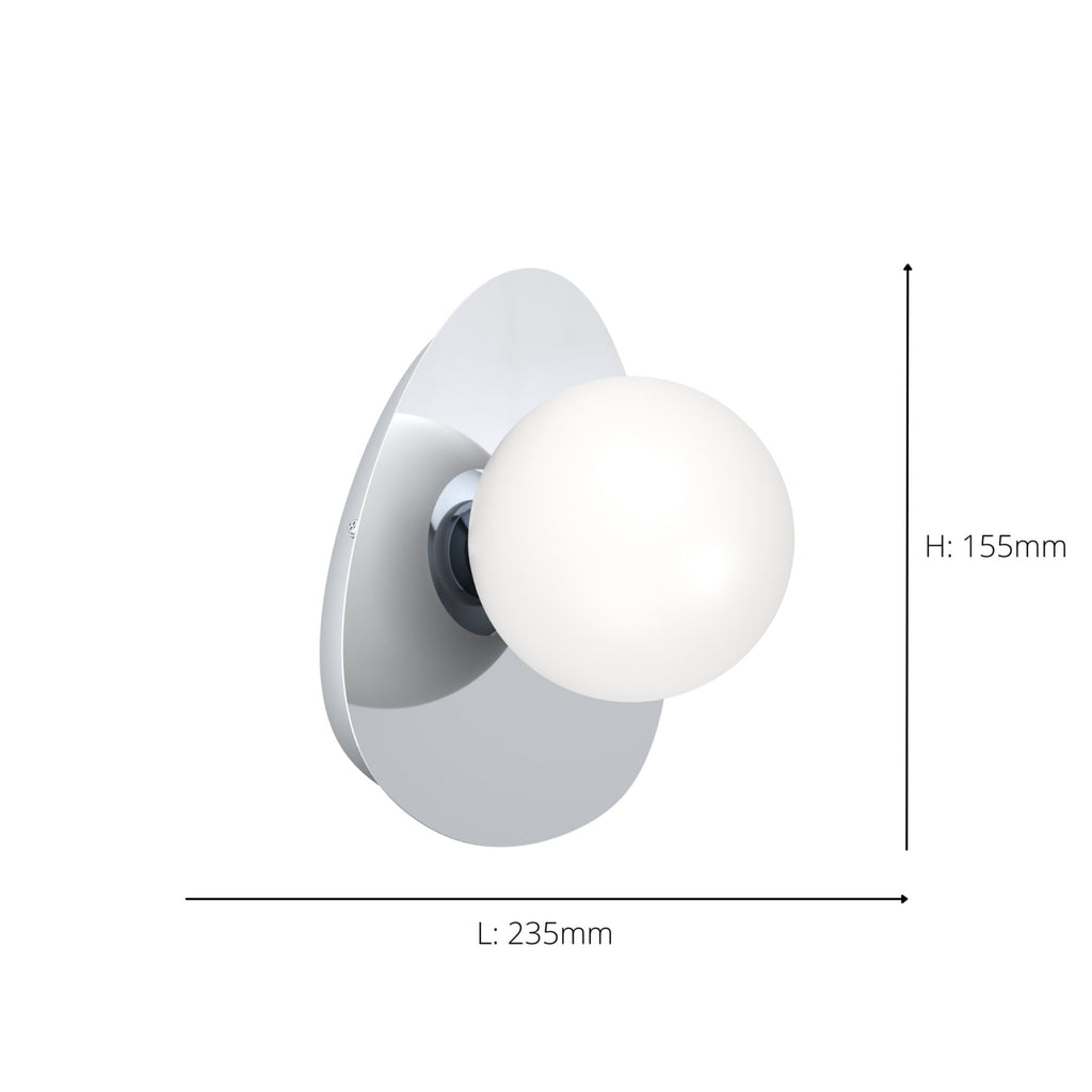 902095 Castrovido Matte Glass & Steel Modern Bathroom Wall Light Chrome