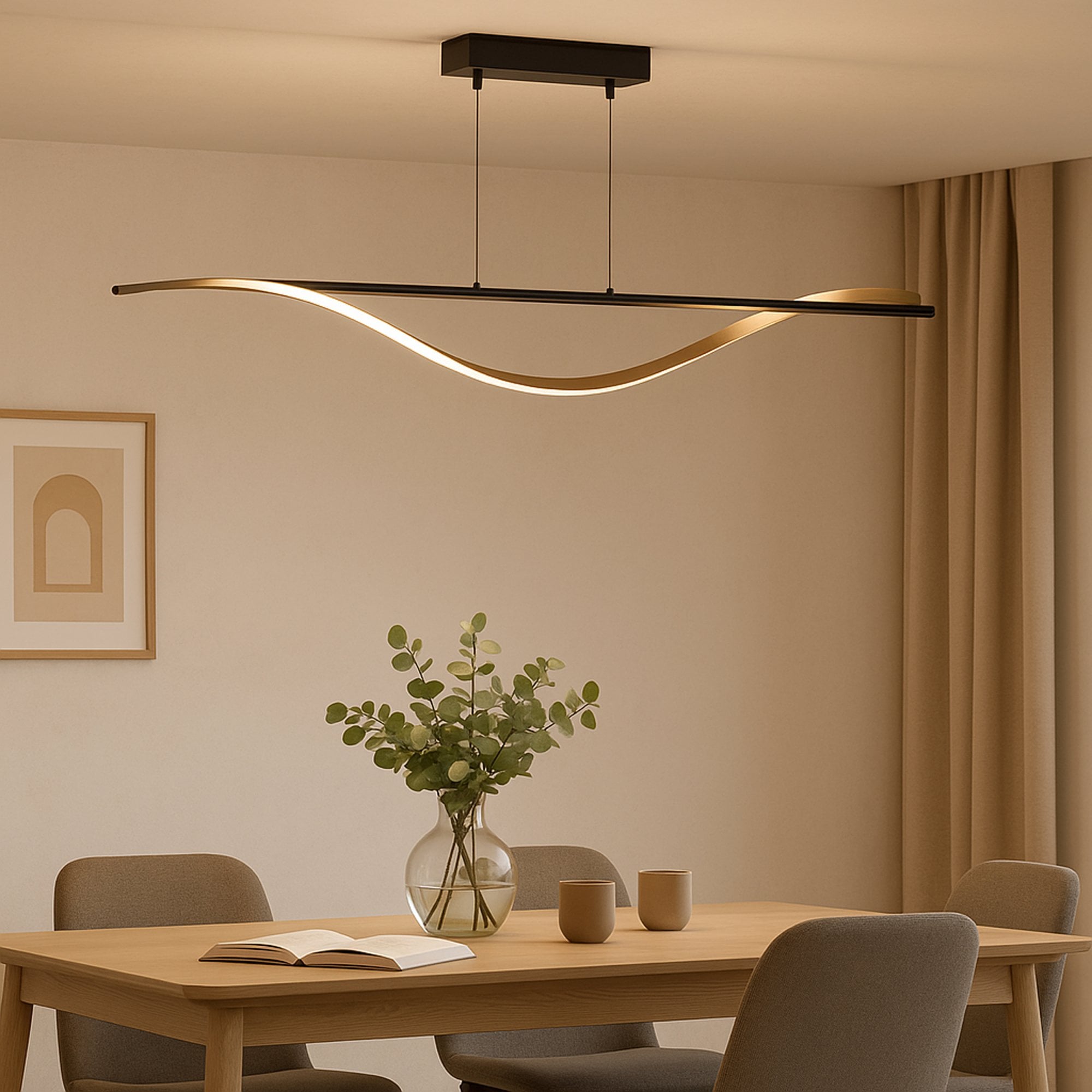902134 Conaprato Black & Brushed Brass Modern Ceiling Light