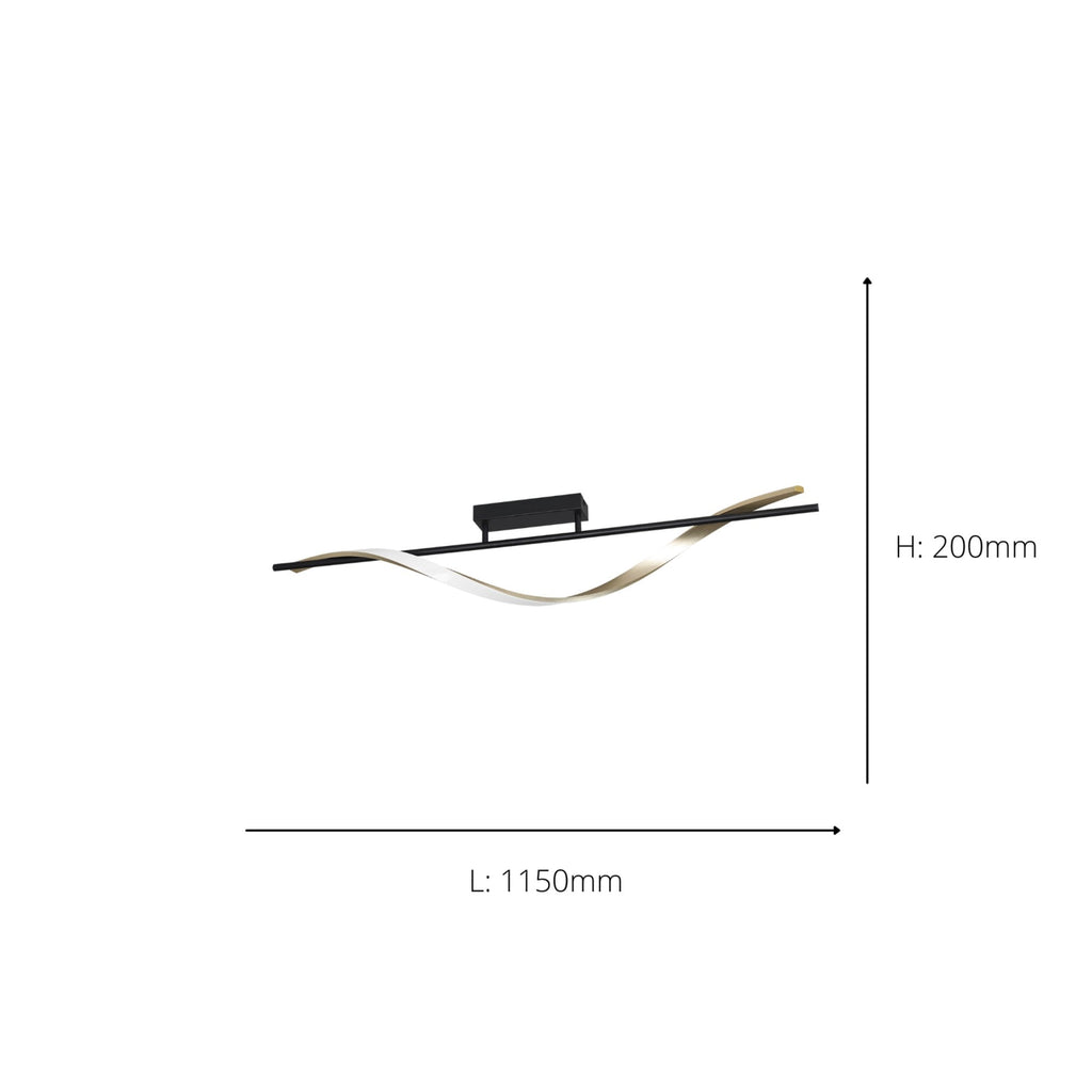902134 Conaprato Black & Brushed Brass Modern Ceiling Light