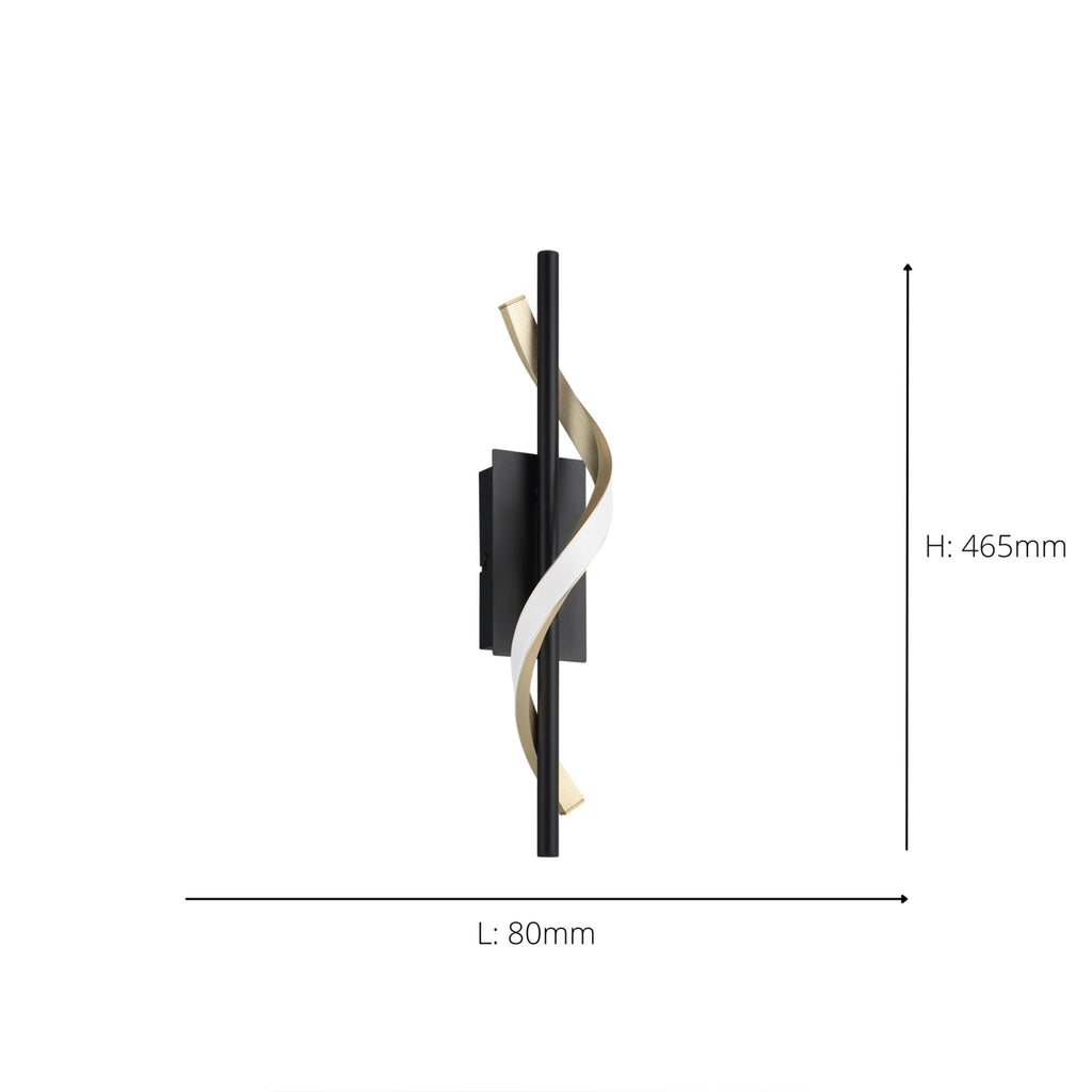 902136 Conaprato Black & Brushed Brass Modern Wall Light