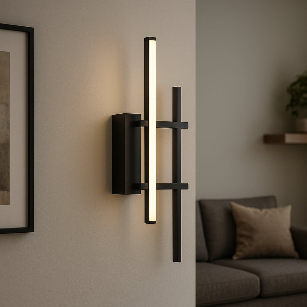 902139 Trepiliano Aluminium & Steel Black Modern LED Linear Wall Light