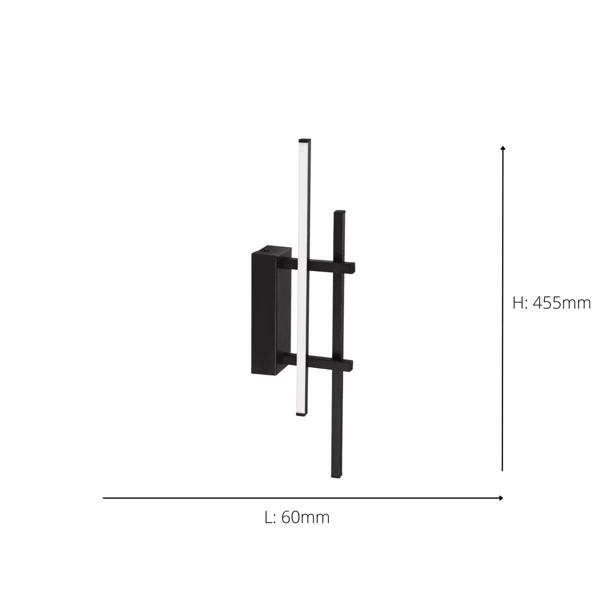 902139 Trepiliano Aluminium & Steel Black Modern LED Linear Wall Light