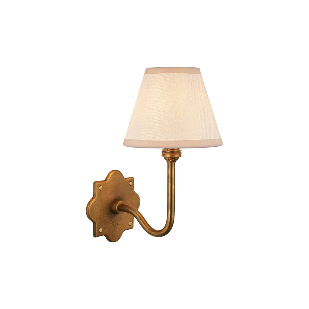 113708 Anvil Swan & Ivy 16cm Wall Light Antique Brass & Vintage White Fabric