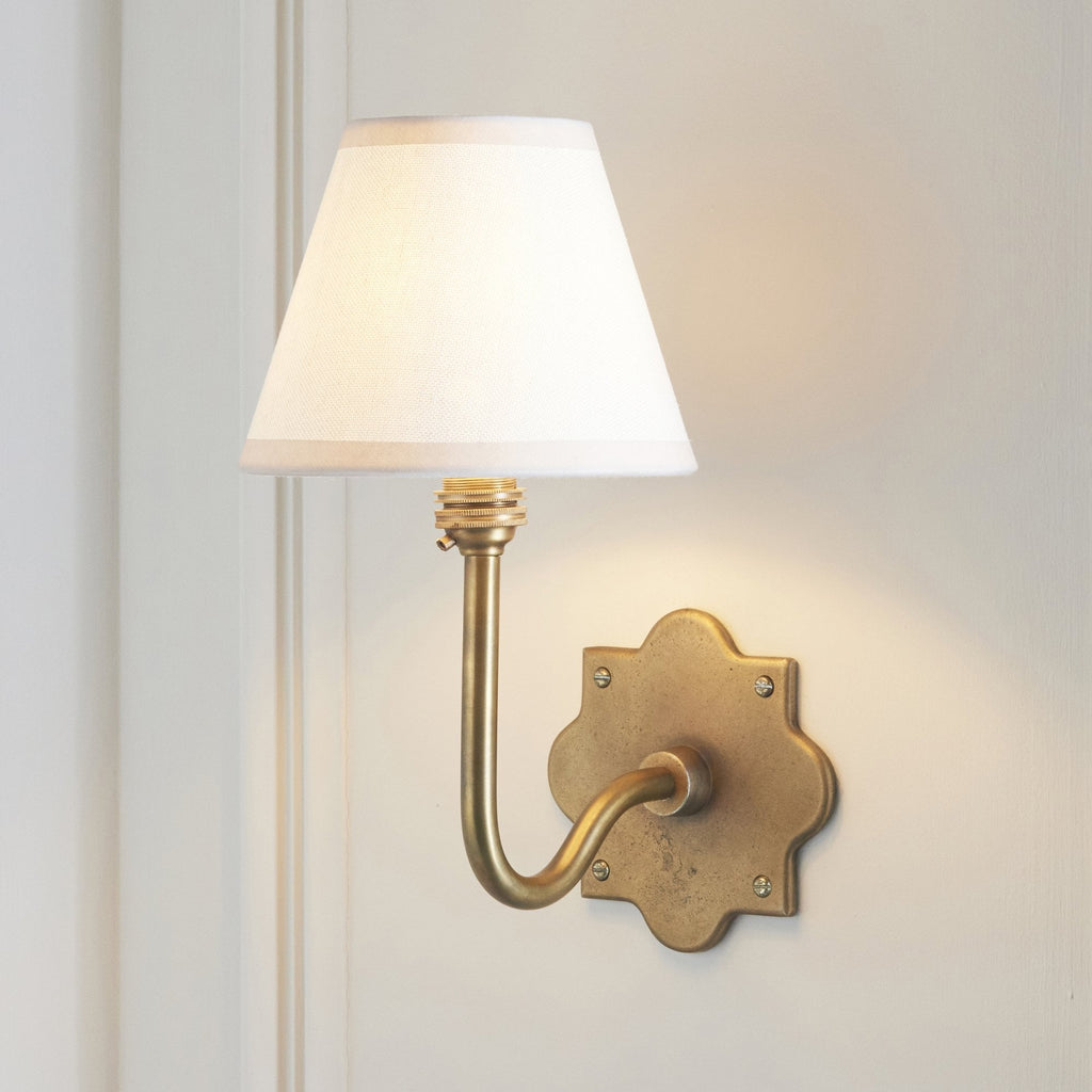 113708 Anvil Swan & Ivy 16cm Wall Light Antique Brass & Vintage White Fabric