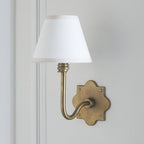 113708 Anvil Swan & Ivy 16cm Wall Light Antique Brass & Vintage White Fabric