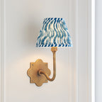 113732 Anvil Swan & Ripple 16cm Wall Light Antique Brass & Marlin Blue Fabric