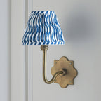 113732 Anvil Swan & Ripple 16cm Wall Light Antique Brass & Marlin Blue Fabric