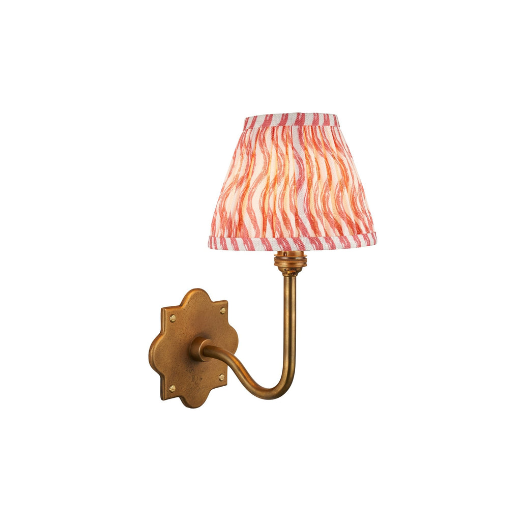 113733 Anvil Swan & Ripple 16cm Wall Light Antique Brass & Coral Pink Fabric