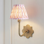 113733 Anvil Swan & Ripple 16cm Wall Light Antique Brass & Coral Pink Fabric