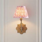 113733 Anvil Swan & Ripple 16cm Wall Light Antique Brass & Coral Pink Fabric
