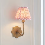 113733 Anvil Swan & Ripple 16cm Wall Light Antique Brass & Coral Pink Fabric