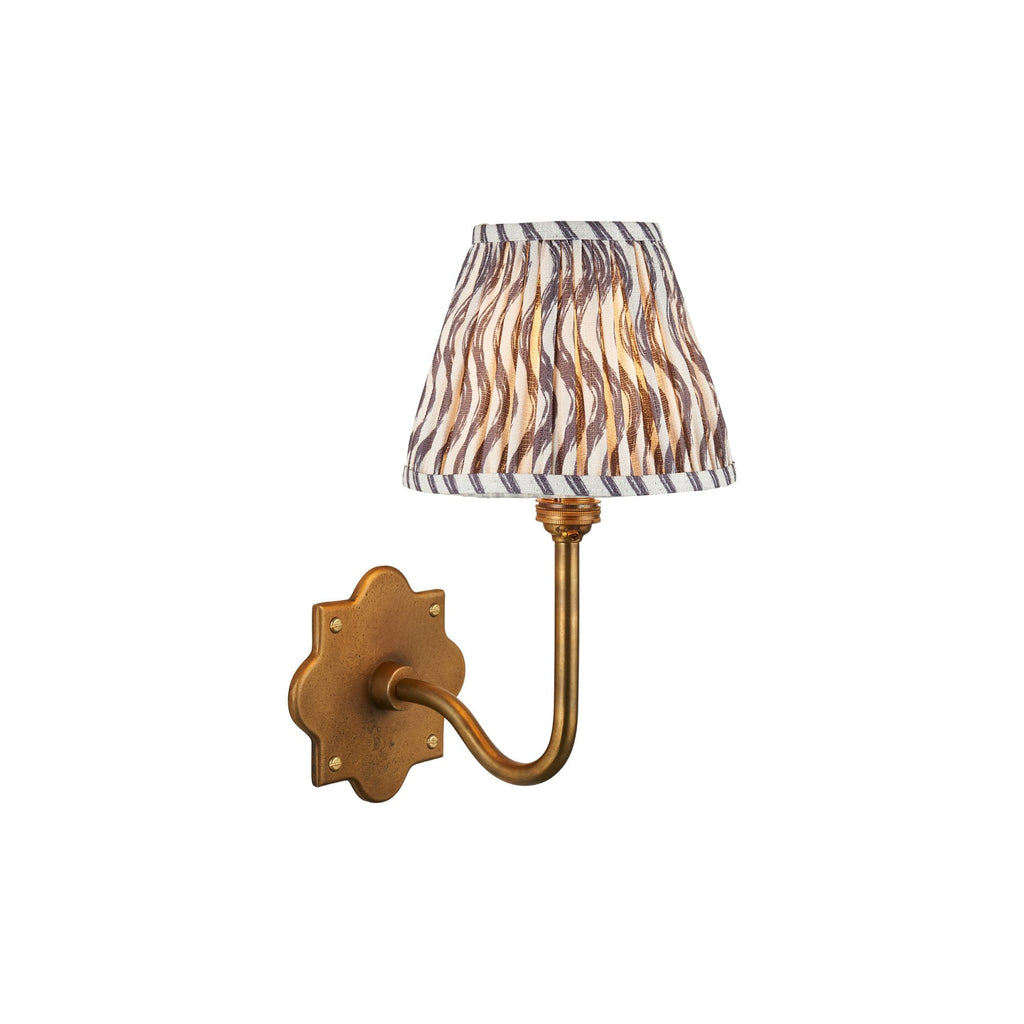 113734 Anvil Swan & Ripple 16cm Wall Light Antique Brass & Pearl Grey Fabric