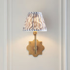 113734 Anvil Swan & Ripple 16cm Wall Light Antique Brass & Pearl Grey Fabric
