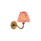 114088 Ripple Curve & Ikat 16cm Wall Light Antique Brass & Coral Pink Fabric