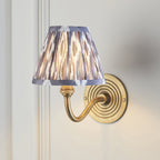 114097 Ripple Curve & Ikat 16cm Wall Light Antique Brass & Pearl Grey Fabric