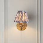 114097 Ripple Curve & Ikat 16cm Wall Light Antique Brass & Pearl Grey Fabric