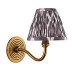 114097 Ripple Curve & Ikat 16cm Wall Light Antique Brass & Pearl Grey Fabric