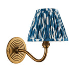 114098 Ripple Curve & Ikat 16cm Wall Light Antique Brass & Marlin Blue Fabric
