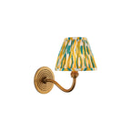 114099 Ripple Curve & Ikat 16cm Wall Light Antique Brass With Yellow & Jade Fabric