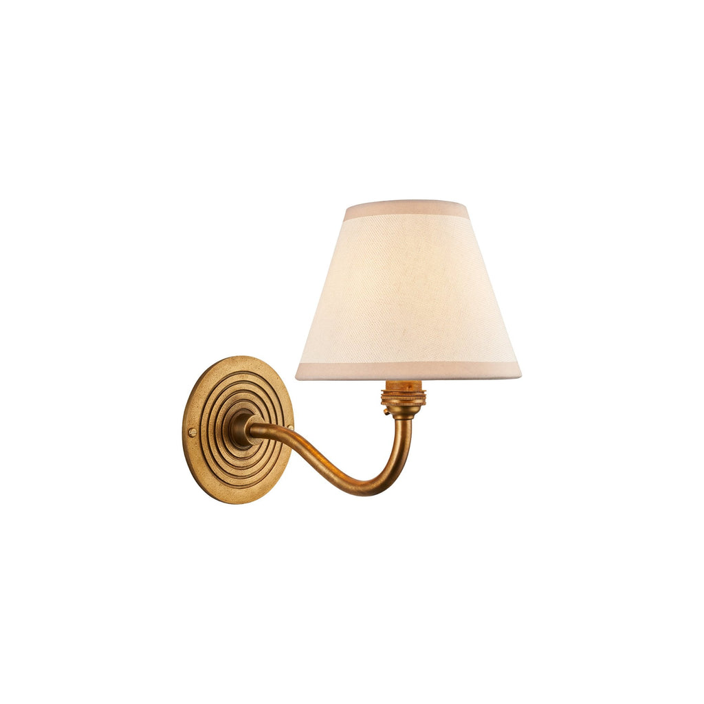 114101 Ripple Curve & Ivy 16cm Wall Light Antique Brass & Vintage White Fabric