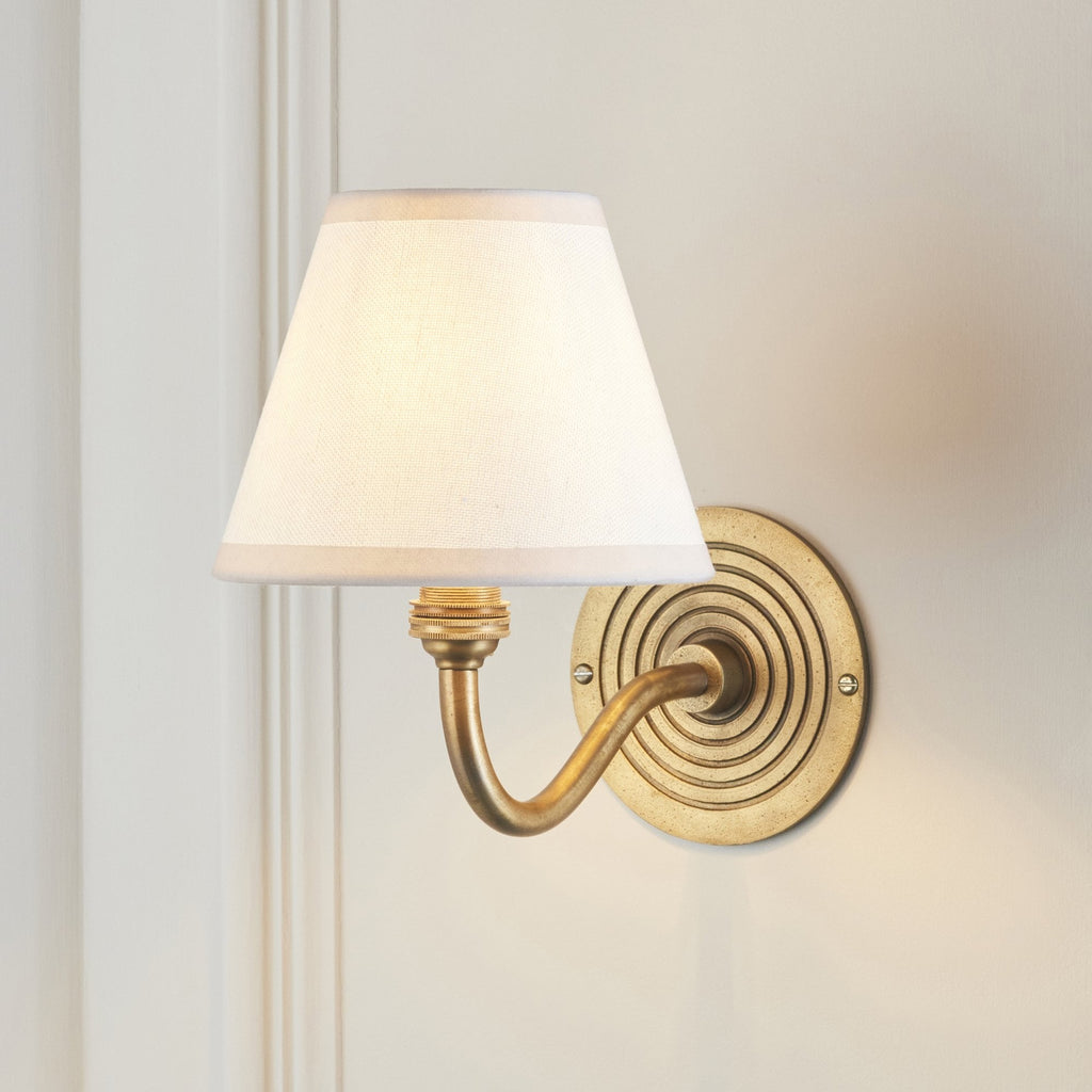 114101 Ripple Curve & Ivy 16cm Wall Light Antique Brass & Vintage White Fabric