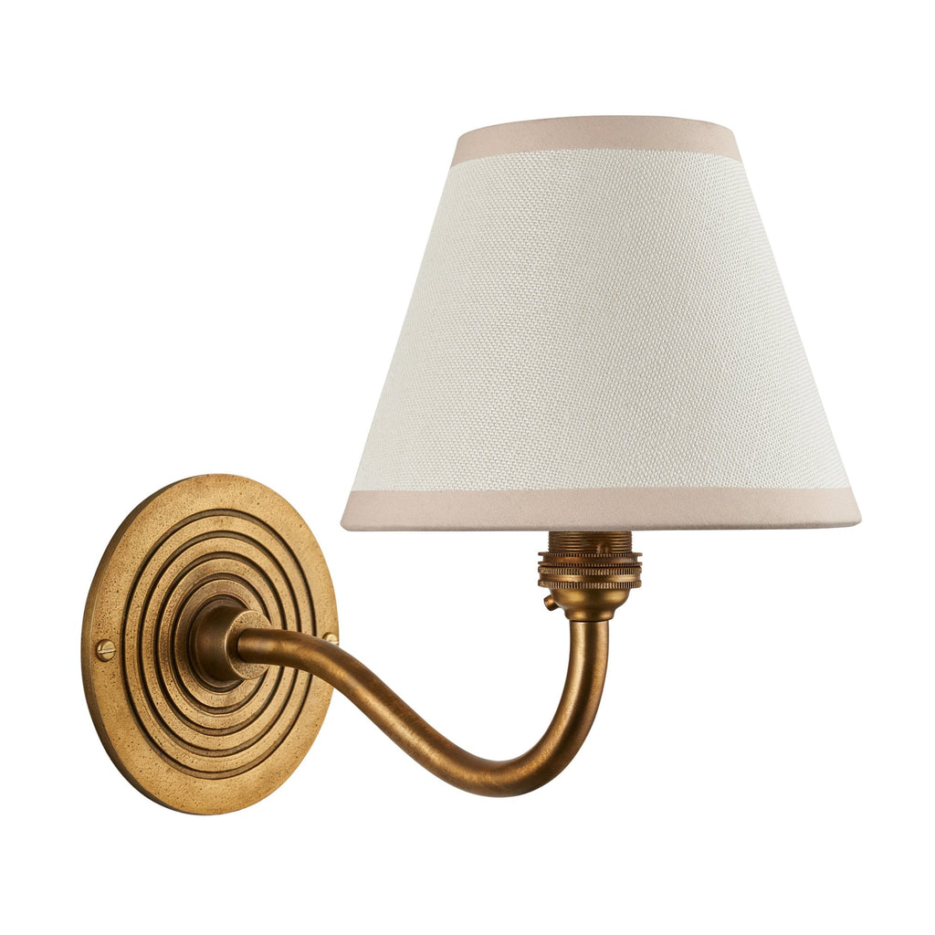 114101 Ripple Curve & Ivy 16cm Wall Light Antique Brass & Vintage White Fabric