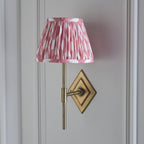 114153 Diamond Tall & Ikat 20cm Wall Light Antique Brass & Coral Pink Fabric