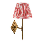 114153 Diamond Tall & Ikat 20cm Wall Light Antique Brass & Coral Pink Fabric