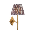 114161 Diamond Tall & Ikat 20cm Wall Light Antique Brass & Pearl Grey Fabric