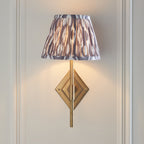 114161 Diamond Tall & Ikat 20cm Wall Light Antique Brass & Pearl Grey Fabric