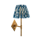 114162 Diamond Tall & Ikat 20cm Wall Light Antique Brass & Marlin Blue Fabric