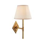 114165 Diamond Tall & Ivy 20cm Wall Light Antique Brass & Vintage White Fabric