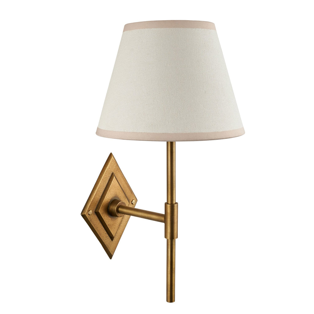 114165 Diamond Tall & Ivy 20cm Wall Light Antique Brass & Vintage White Fabric