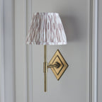 114166 Diamond Tall & Ikat 20cm Wall Light Antique Brass & Neutral Print Fabric