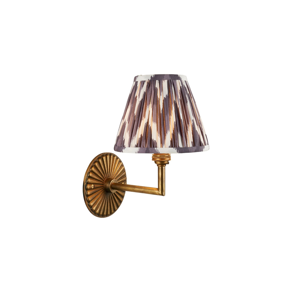 115317 Dahlia Angle & Zigzag 16cm Wall Light Antique Brass & Pearl Grey Fabric