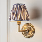 115317 Dahlia Angle & Zigzag 16cm Wall Light Antique Brass & Pearl Grey Fabric