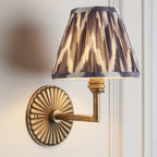 115317 Dahlia Angle & Zigzag 16cm Wall Light Antique Brass & Pearl Grey Fabric