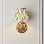 115324 Dahlia Angle & Zigzag 16cm Wall Light Antique Brass & Cotswold Green Fabric