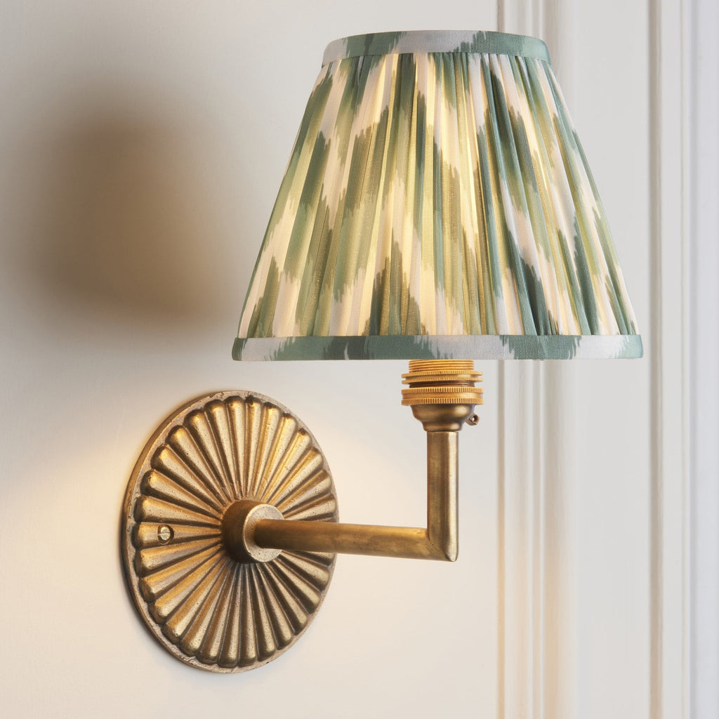 115324 Dahlia Angle & Zigzag 16cm Wall Light Antique Brass & Cotswold Green Fabric