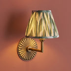 115324 Dahlia Angle & Zigzag 16cm Wall Light Antique Brass & Cotswold Green Fabric