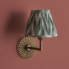 115324 Dahlia Angle & Zigzag 16cm Wall Light Antique Brass & Cotswold Green Fabric