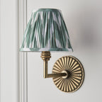 115324 Dahlia Angle & Zigzag 16cm Wall Light Antique Brass & Cotswold Green Fabric