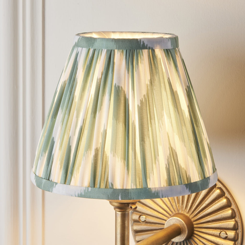 115324 Dahlia Angle & Zigzag 16cm Wall Light Antique Brass & Cotswold Green Fabric