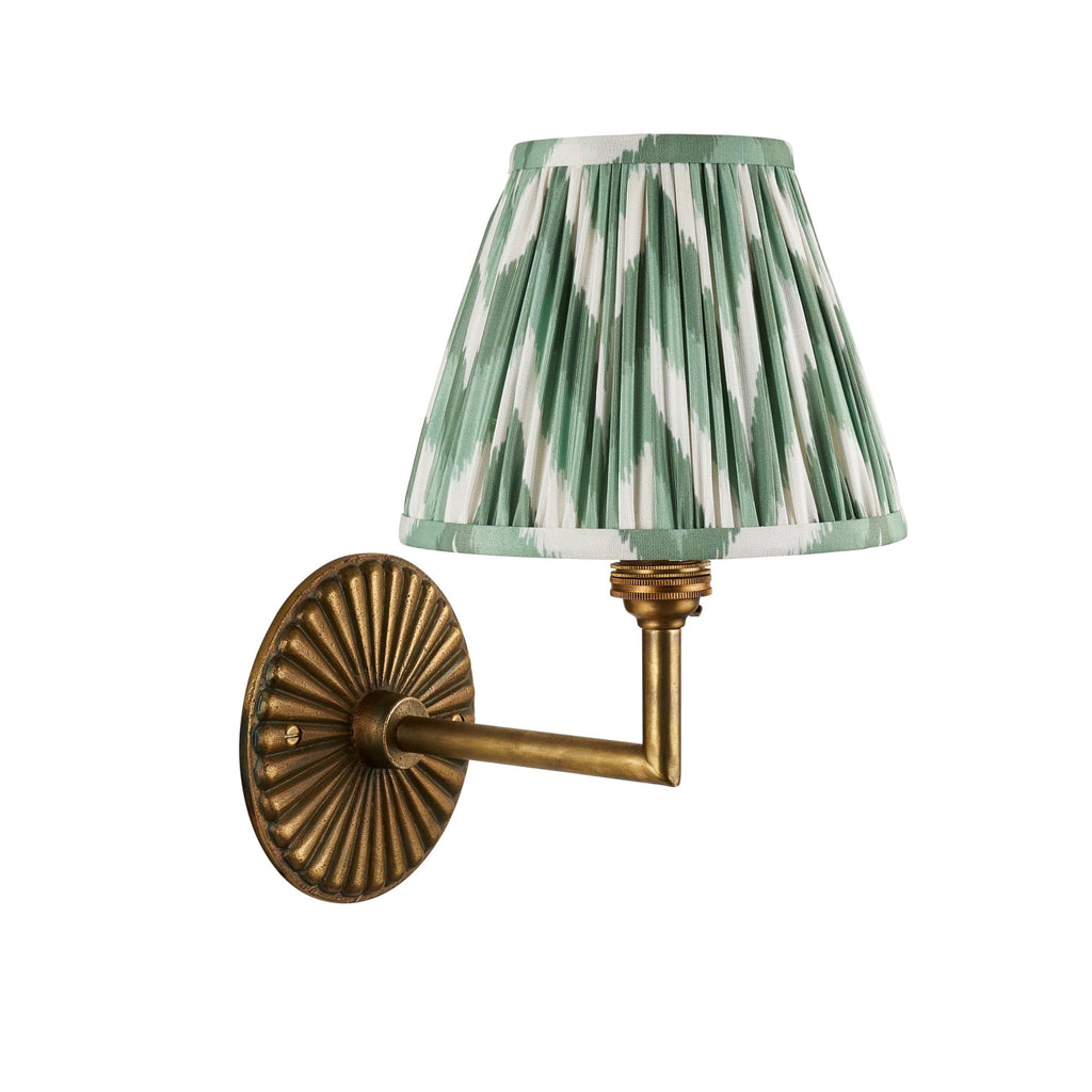 115324 Dahlia Angle & Zigzag 16cm Wall Light Antique Brass & Cotswold Green Fabric