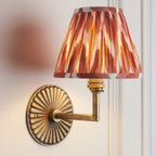 115325 Dahlia Angle & Zigzag 16cm Wall Light Antique Brass & Apricot Orange Fabric