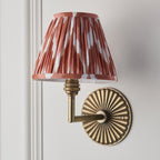 115325 Dahlia Angle & Zigzag 16cm Wall Light Antique Brass & Apricot Orange Fabric